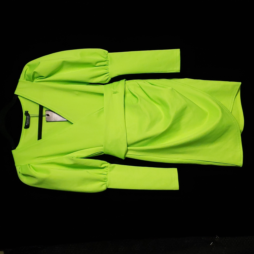 Retro 80s Neon Green Mini Dress